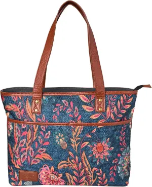 Western Style Upcycled Recycled Vintage Shoulder Bag with Laptop Compartment and Vegan Leather