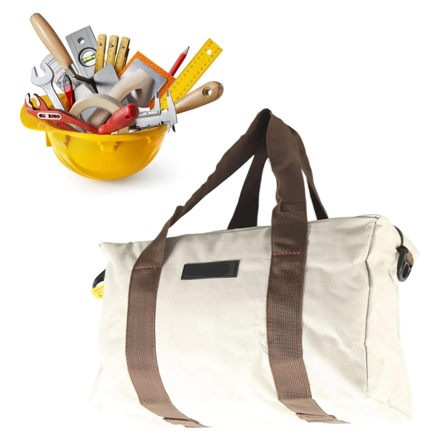Wide Mouth Tool Bag Waterproof Wrench Bag Cable Bag Machine Storage Bag Case Handbag Gray for Electricians Plumbers Mechanics Handymen (18in)
