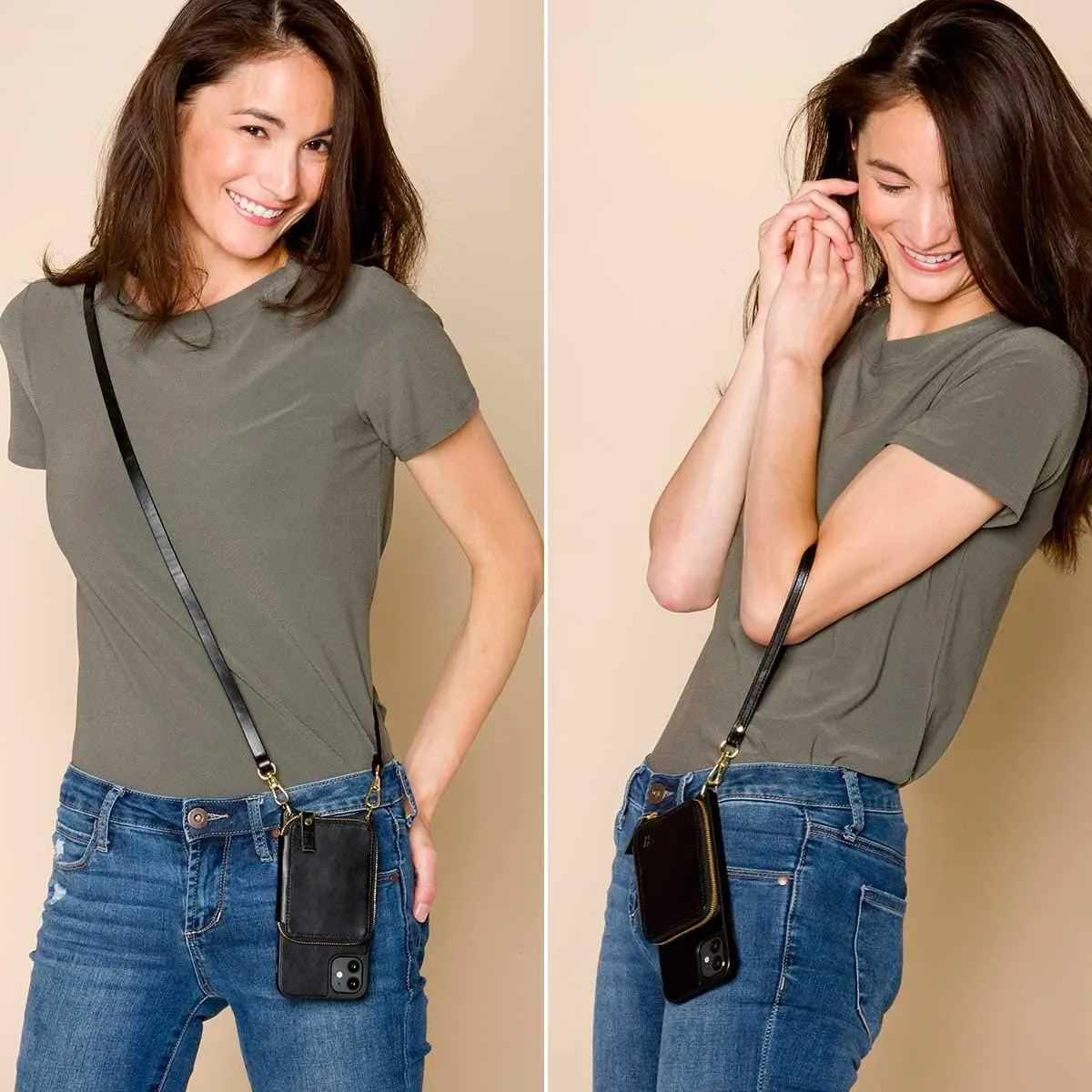 Wilken Crossbody Wallet and Purse Phone Case Compatible with iPhone 11 Pro Max | Includes a Wristlet and Shoulder Strap | Holds Cash and Credit Cards in Leather Zipper Pouch (11 Pro Max, Black)