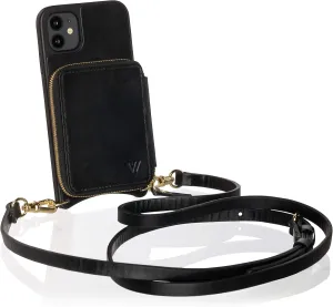 Wilken Crossbody Wallet and Purse Phone Case Compatible with iPhone 11 Pro Max | Includes a Wristlet and Shoulder Strap | Holds Cash and Credit Cards in Leather Zipper Pouch (11 Pro Max, Black)