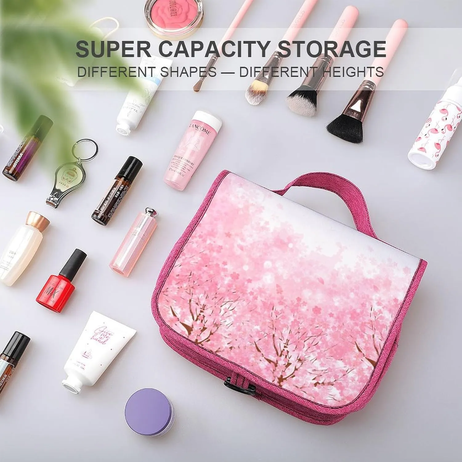 Winter Theme,Waterproof Travel Toiletry Hanging Bag,Tree Without Leaves in The Snowy,Makeup bag,Travel Organizers,Cosmetic Travel-Sized Container,Large Capacity for Women,Blue, Blue_13