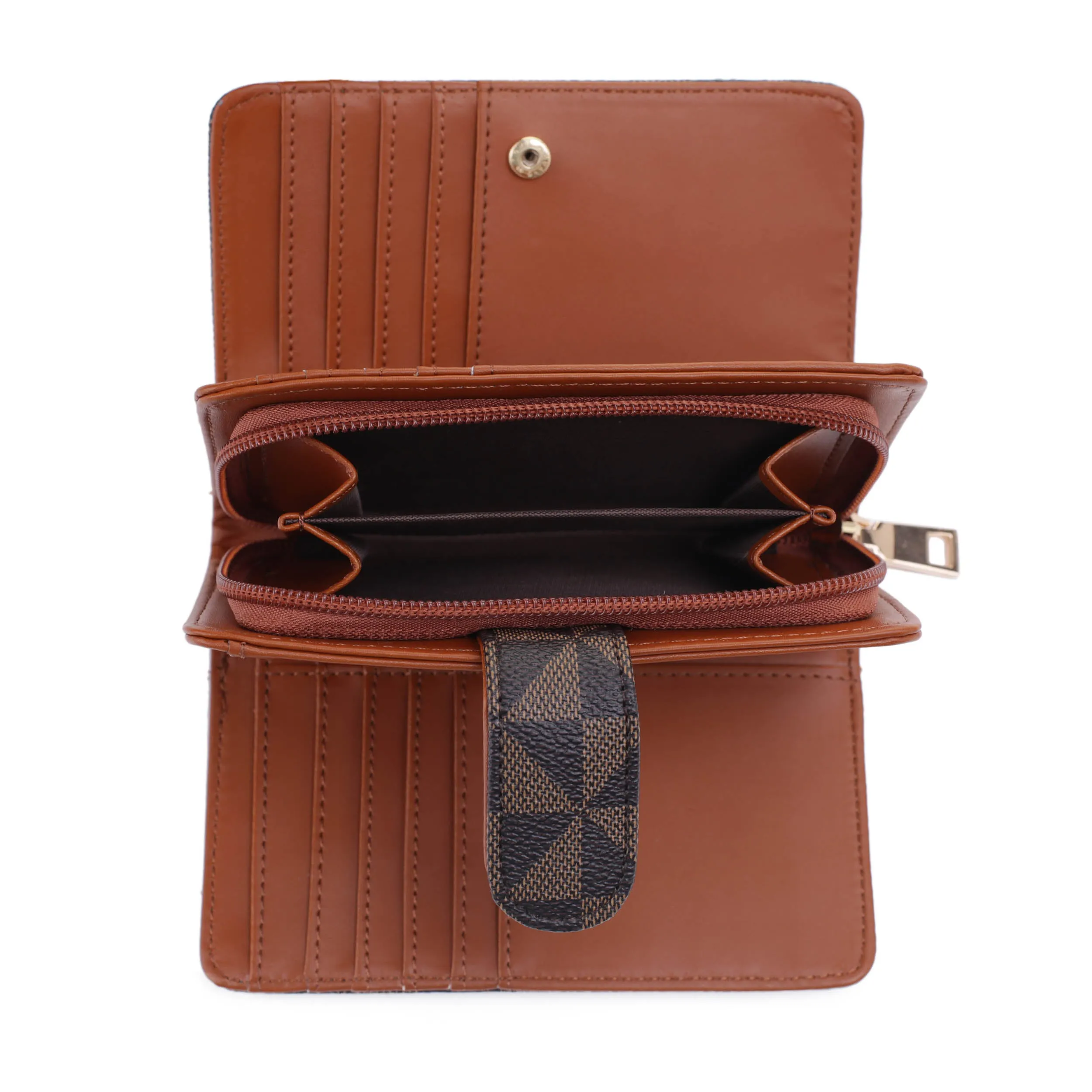WM1194 Geometric Monogrammed Multi Compartment Wallet