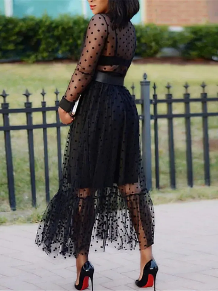 Women Black Mesh Transparent Shirts