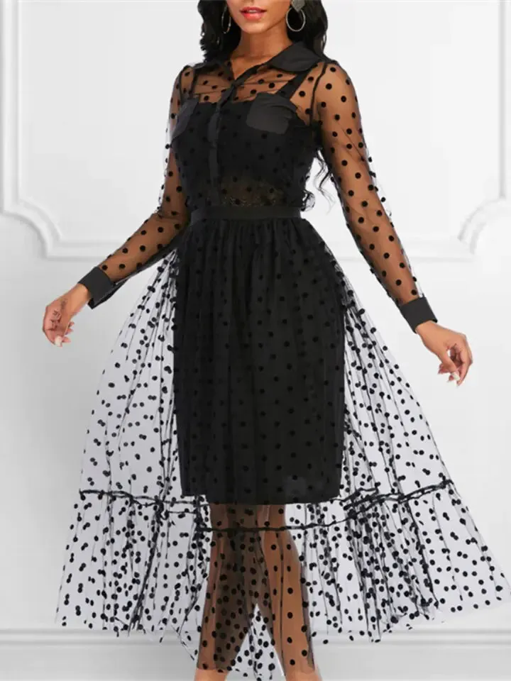 Women Black Mesh Transparent Shirts