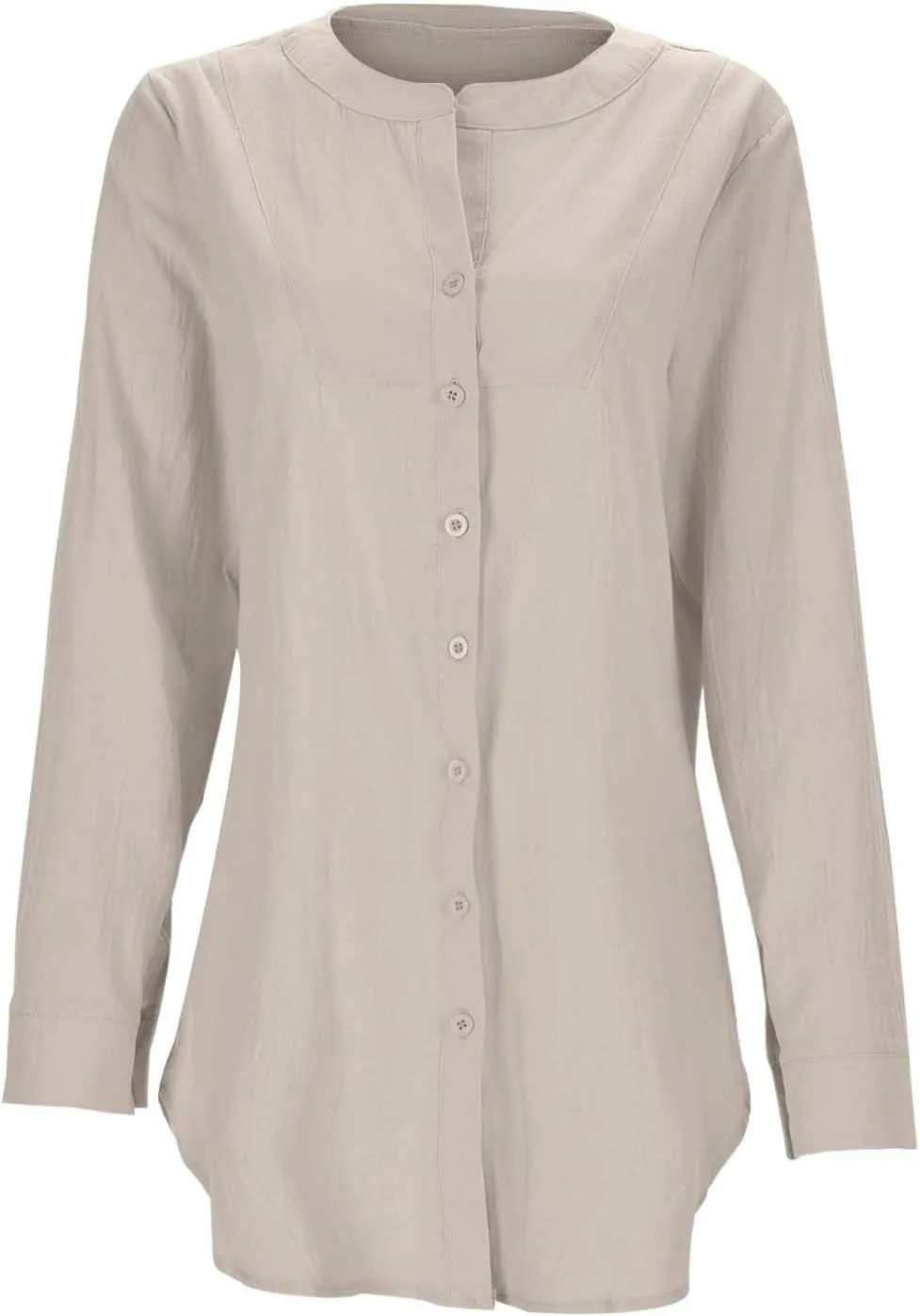 Women Button Down Linen Shirts Roll Up Sleeve 3/4 Sleeve Summer Tops Loose Fit Casual V Neck Blouse 2025 Trendy Outfit