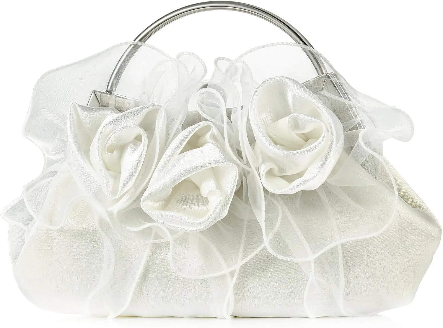 Women Flower Evening Clutch Bag Ladies Girls Elegant Satin 3D Rose Purse Luxury Bridal Handbag For Wedding Parites Prom