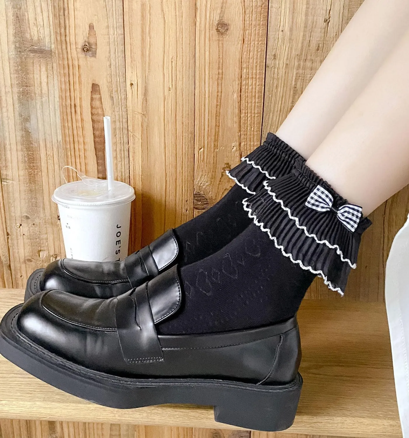 Women Lace Ruffle Socks Transparent Mesh Ruffle Dress Socks for Woman 3 Pairs