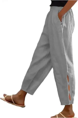 Women Pants Flowy Pants Womens Ultra Lux Comfort High Waisted Button Down Straight Long Trousers Palazzo Cargo Capri