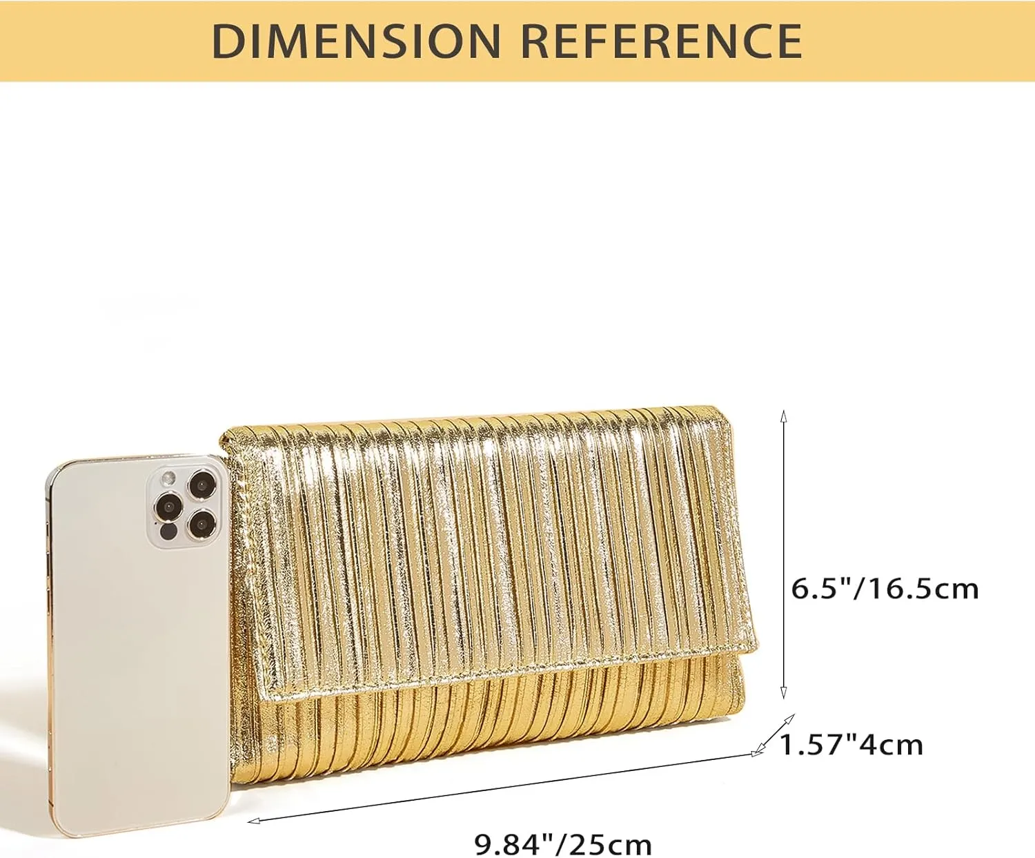 Women Pleated Evening Clutch Purses PU Leather Evening Bag Dressy Formal Handbags for Party, Prom, Wedding
