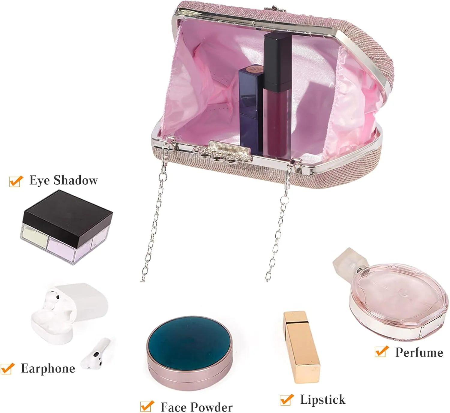 Women Rhinestone Evening Bag Sequin Pleated Clutch Bag Bridal Wedding Purse Crystal Handbag Elegant Shoulder Bag