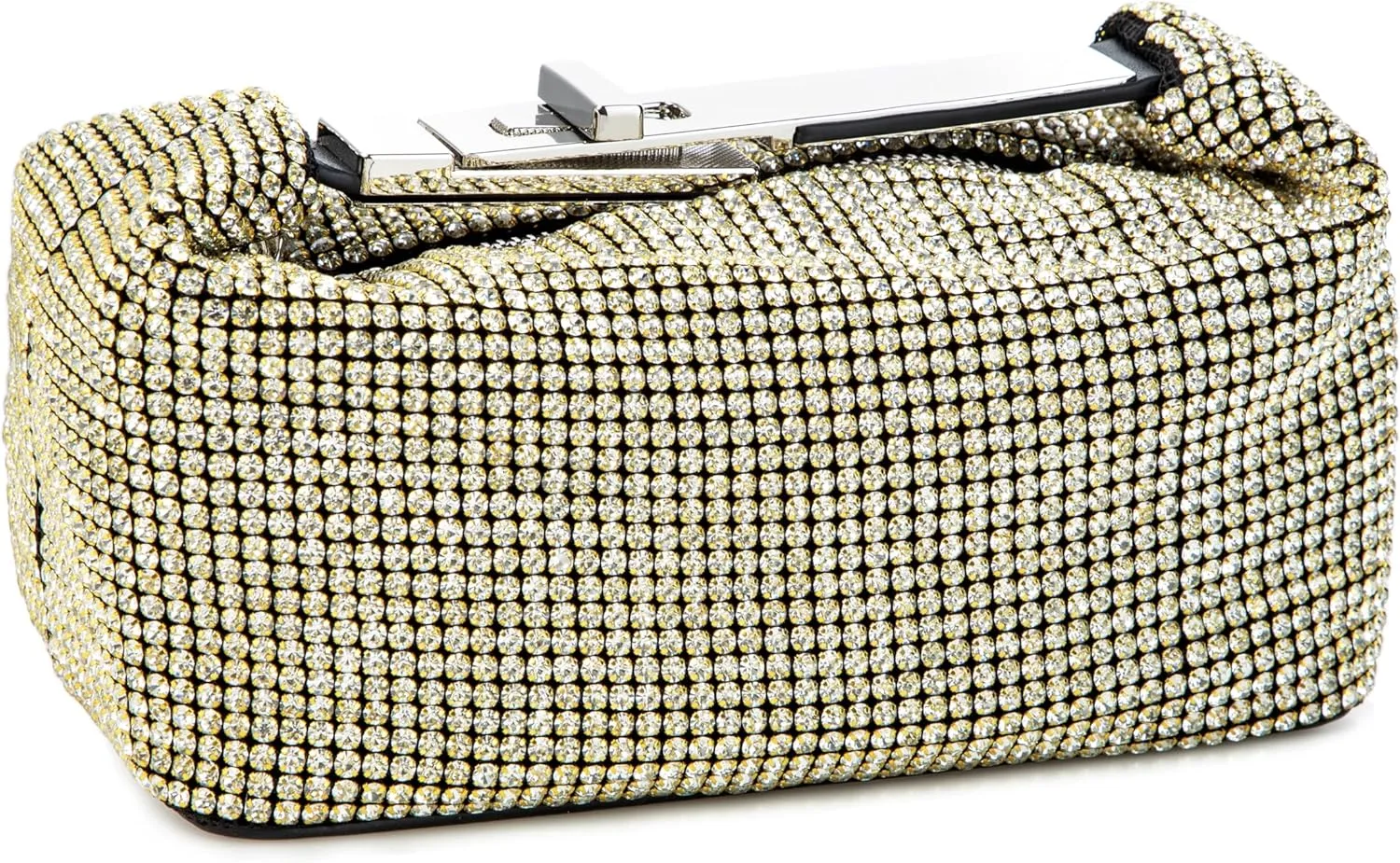 Women Rhinestone Handbag Metal Handle Sparkling Clutch Crystal Evening Bag for Wedding Party