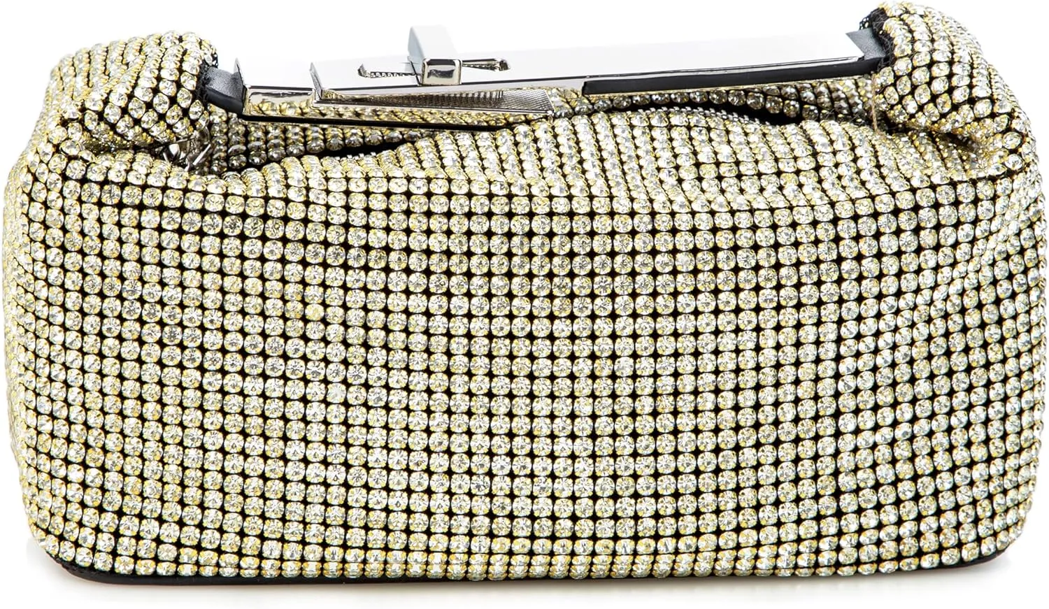 Women Rhinestone Handbag Metal Handle Sparkling Clutch Crystal Evening Bag for Wedding Party