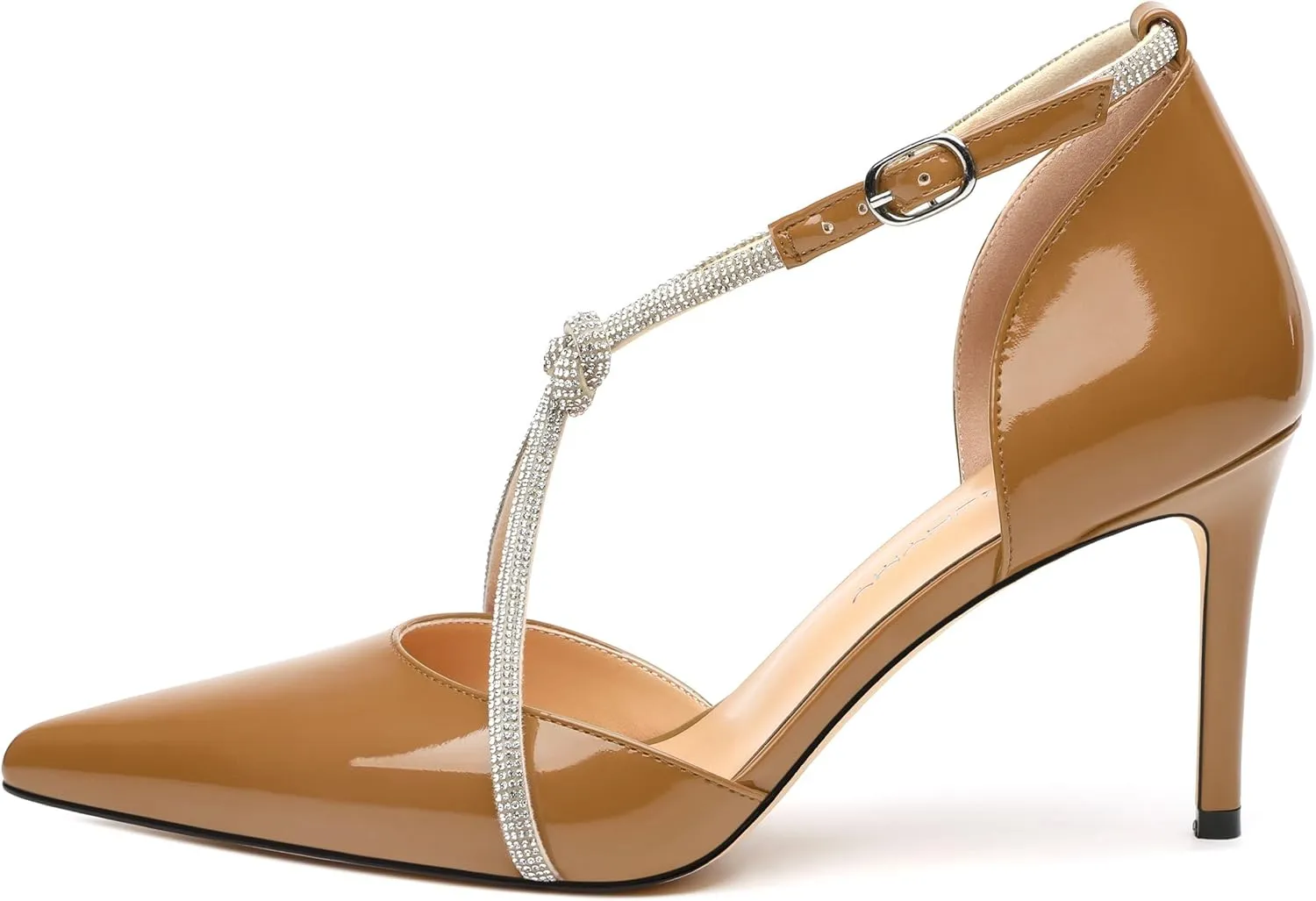 Women Rhinestone Heels Kitten High Pumps Pointed Toe Sparkly Sexy Wedding Dress Shoes 3.3''