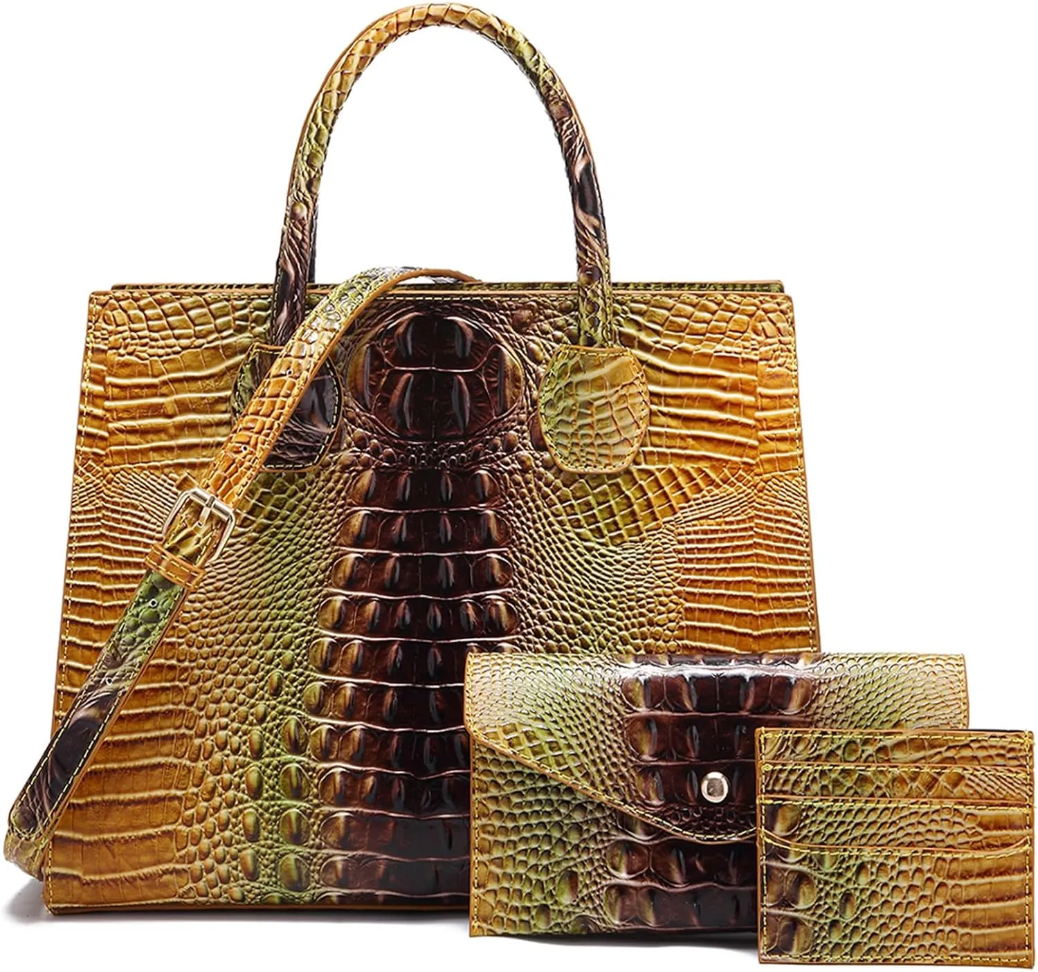 Women Top Handle Crossbody Bag Fashion Crocodile Print Handbag Shoulder Satchel