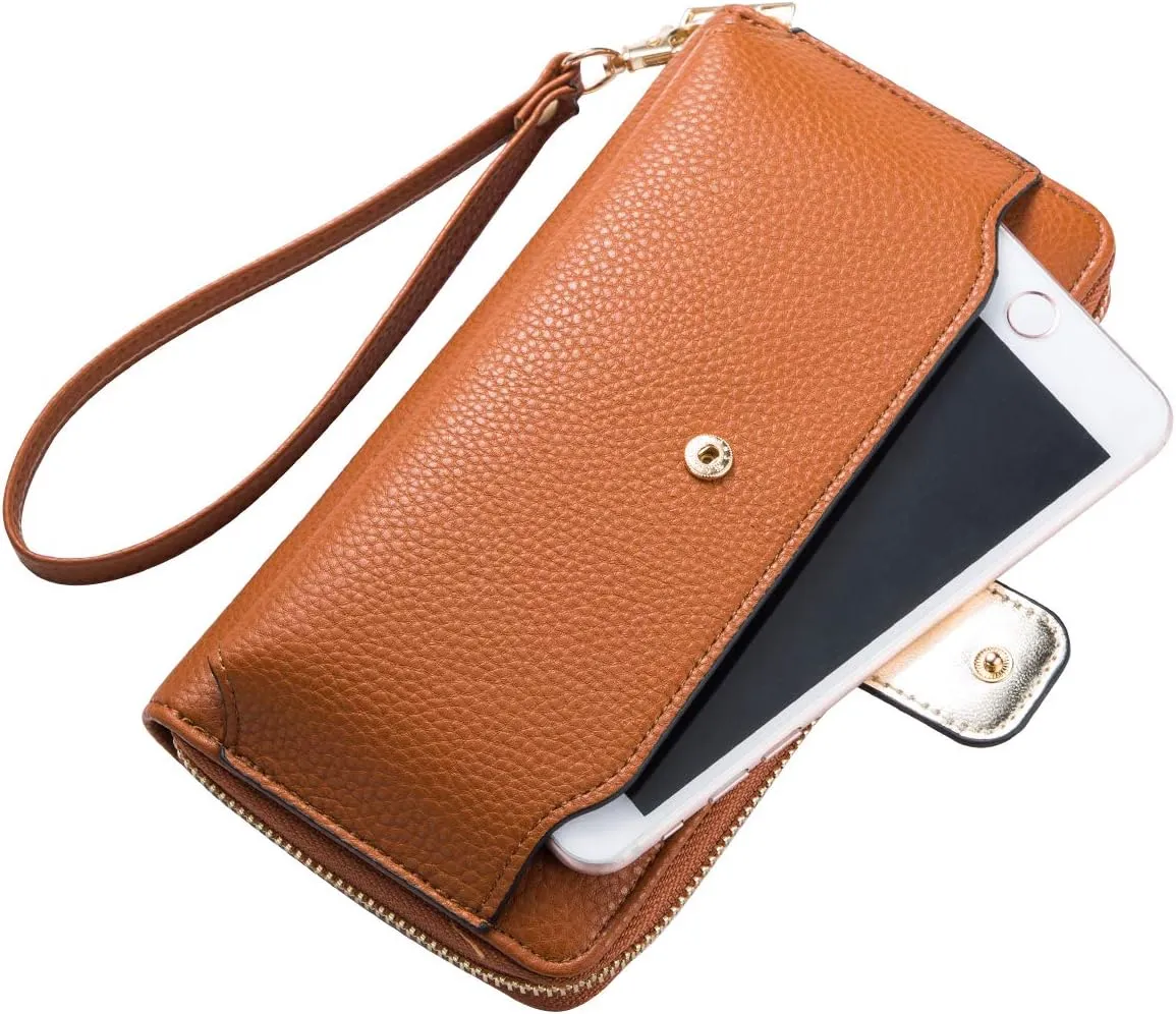 Women Wristlet Wallet with Cell Phone Holder Zip Around Handbag …