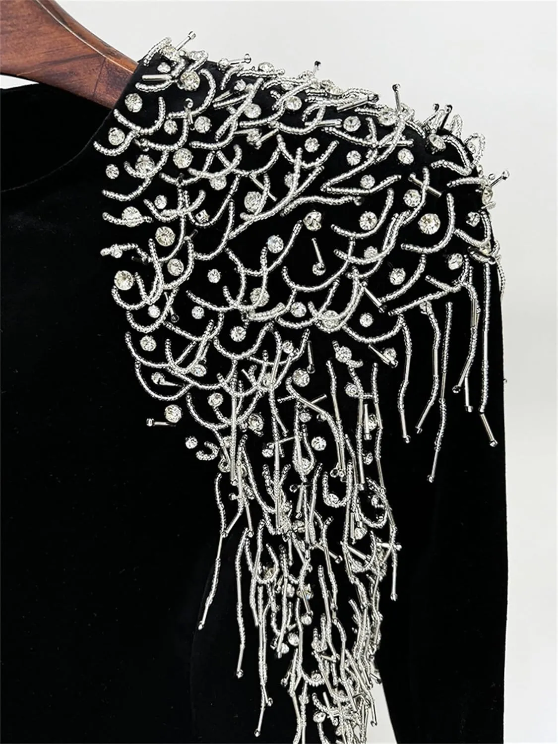 Women's 2025 Designer Maxi Dresses Formal Long Sleeve Luxurious Beaded Acetic Velvet Prom Evening Party Long Dress