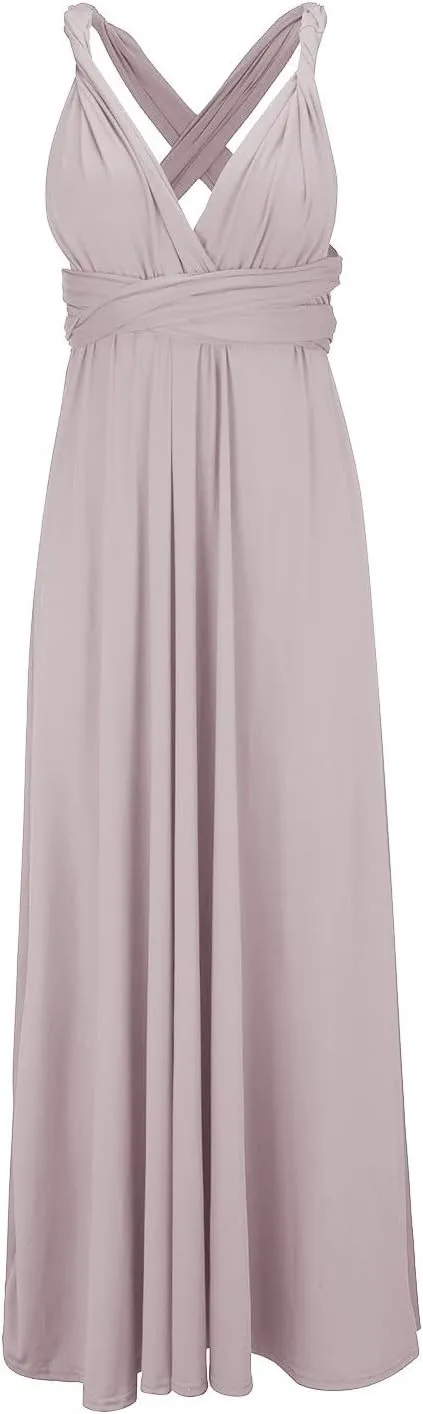 Women's Backless Gown Dress Convertible Multi-Way Wrap Halter Cocktail Dress Bandage Bridesmaid Long Dresses