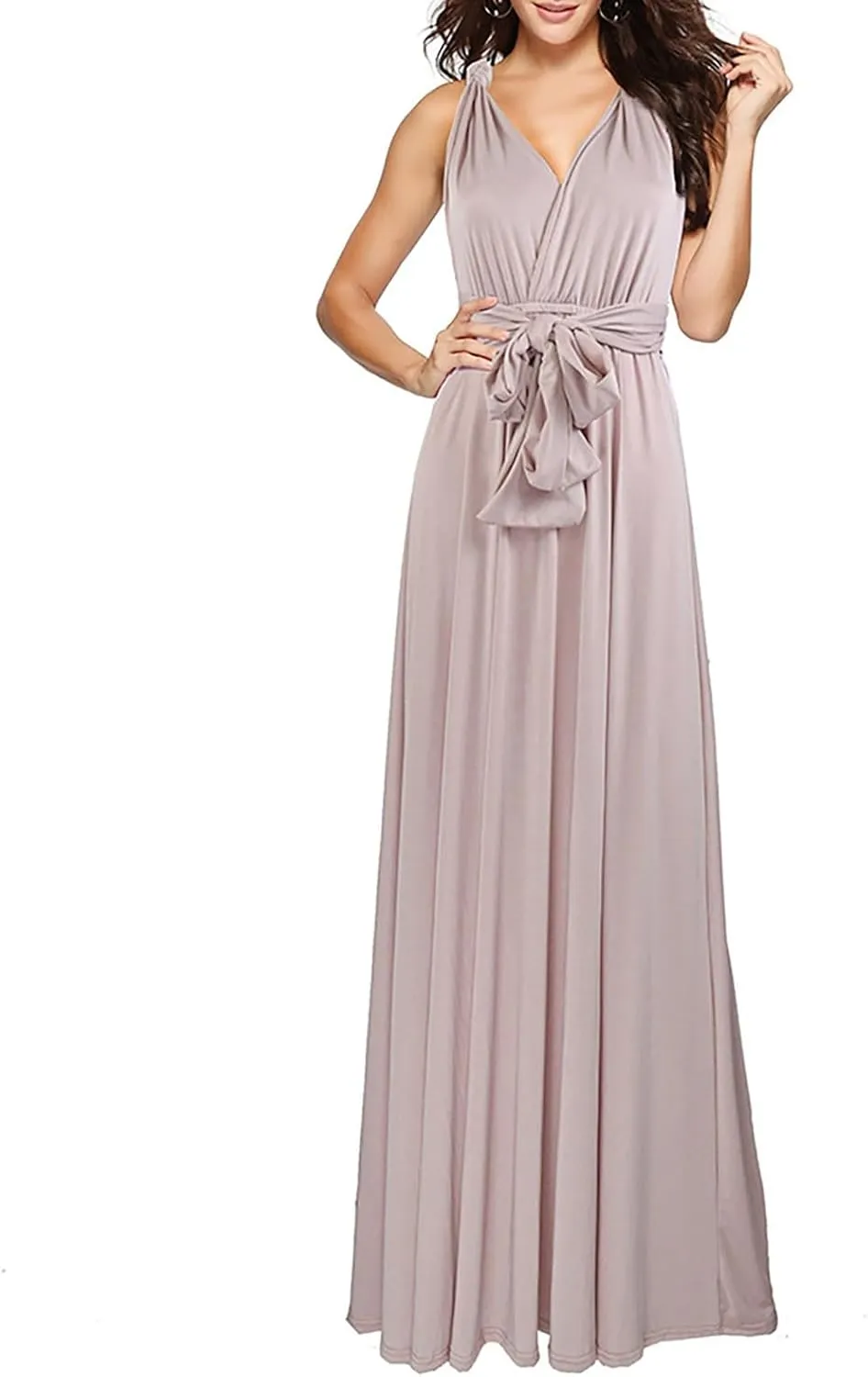 Women's Backless Gown Dress Convertible Multi-Way Wrap Halter Cocktail Dress Bandage Bridesmaid Long Dresses