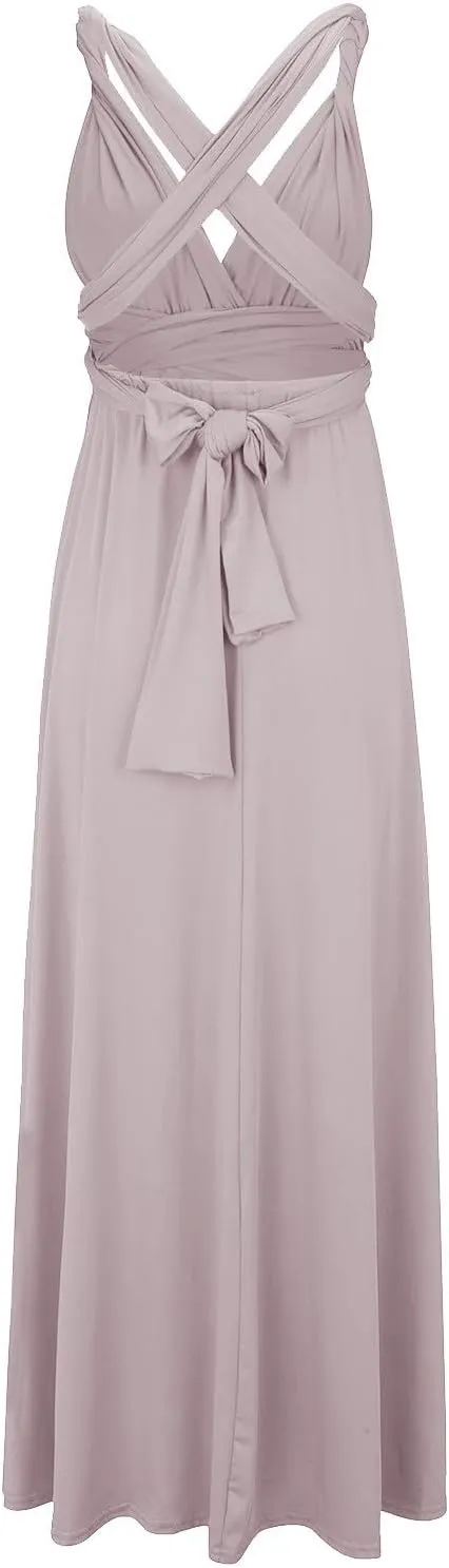 Women's Backless Gown Dress Convertible Multi-Way Wrap Halter Cocktail Dress Bandage Bridesmaid Long Dresses