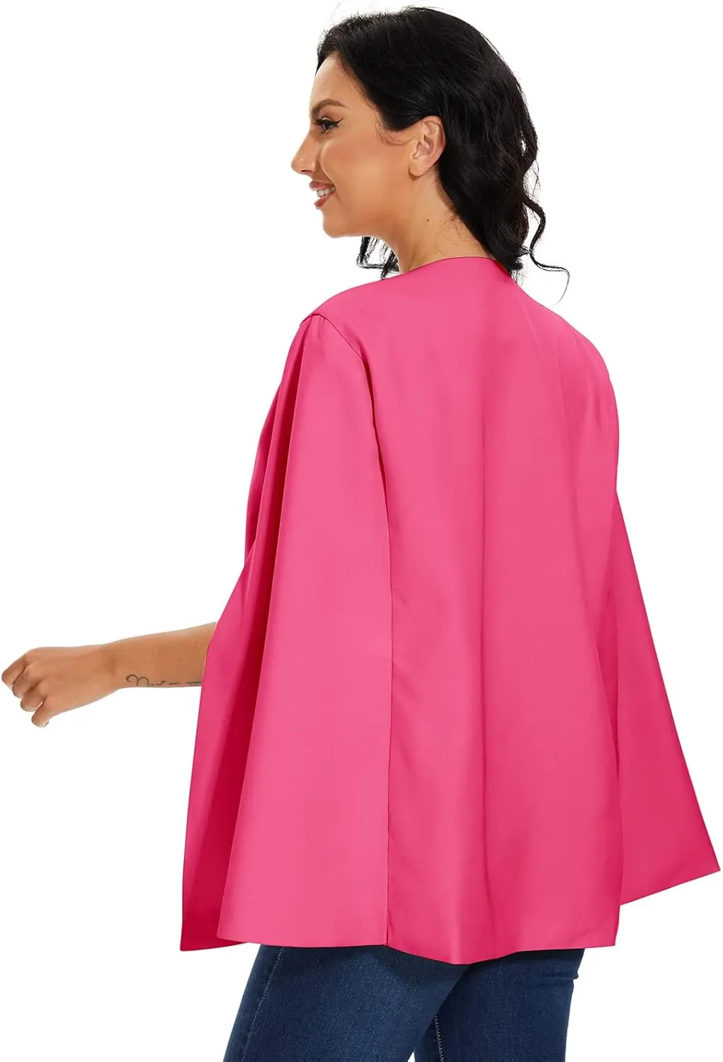 Womens Cape Blazer - Split Sleeve Open Front Casual Jacket Coat Workwear Elegant Formal Cape Coat