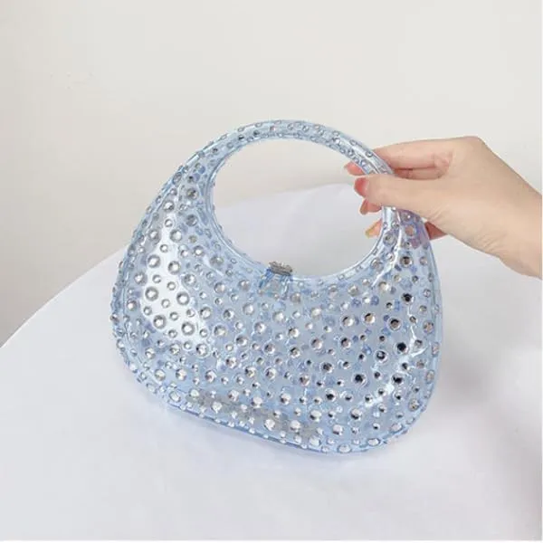 Women's Evening Bag for Women Sparkly Rhinestone Clutch Purse Acrylic Top-handle Bag