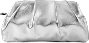 Women's Evening Bag Ruched Clutch Purse Detachable Chain Crossbody Bag