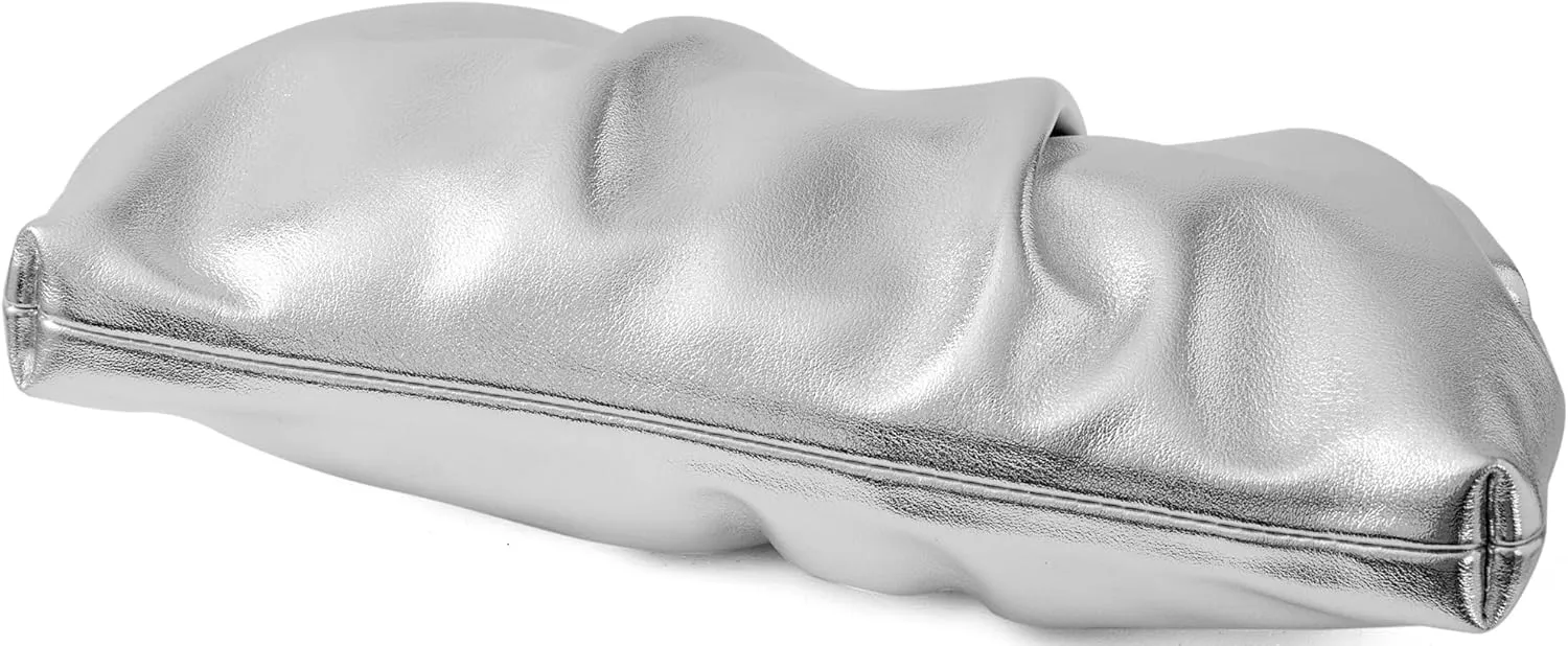 Women's Evening Bag Ruched Clutch Purse Detachable Chain Crossbody Bag
