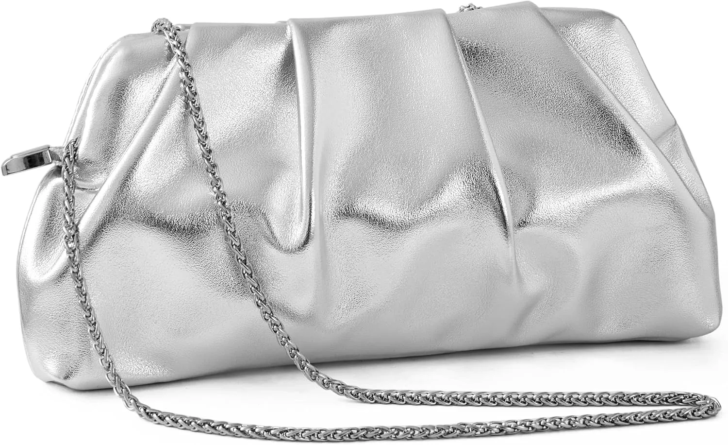 Women's Evening Bag Ruched Clutch Purse Detachable Chain Crossbody Bag