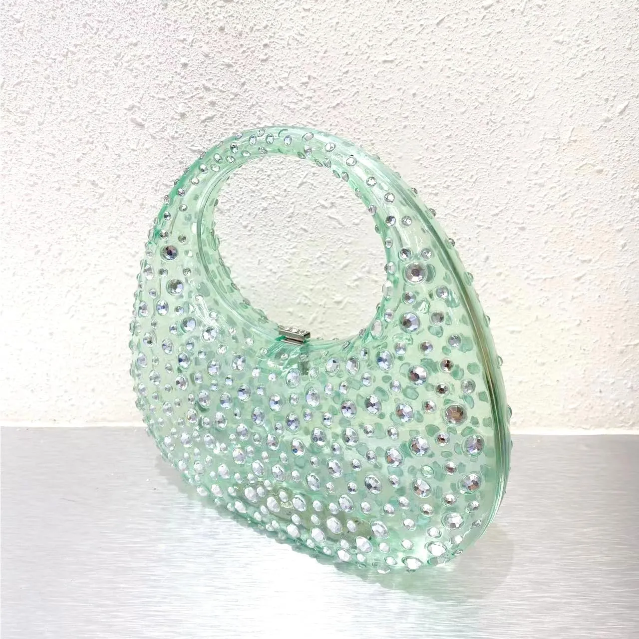 Women's Evening Bag Sparkly Rhinestone Clutch Purse Bling Acrylic Top-handle Bag for Women