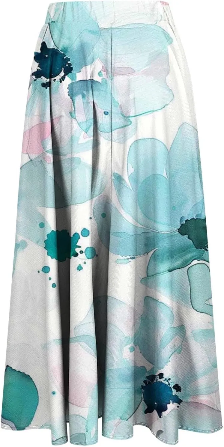 Womens High Cut Maxi Long Midi Knee High Floral Print Loose Fit Skirt for Women 2025
