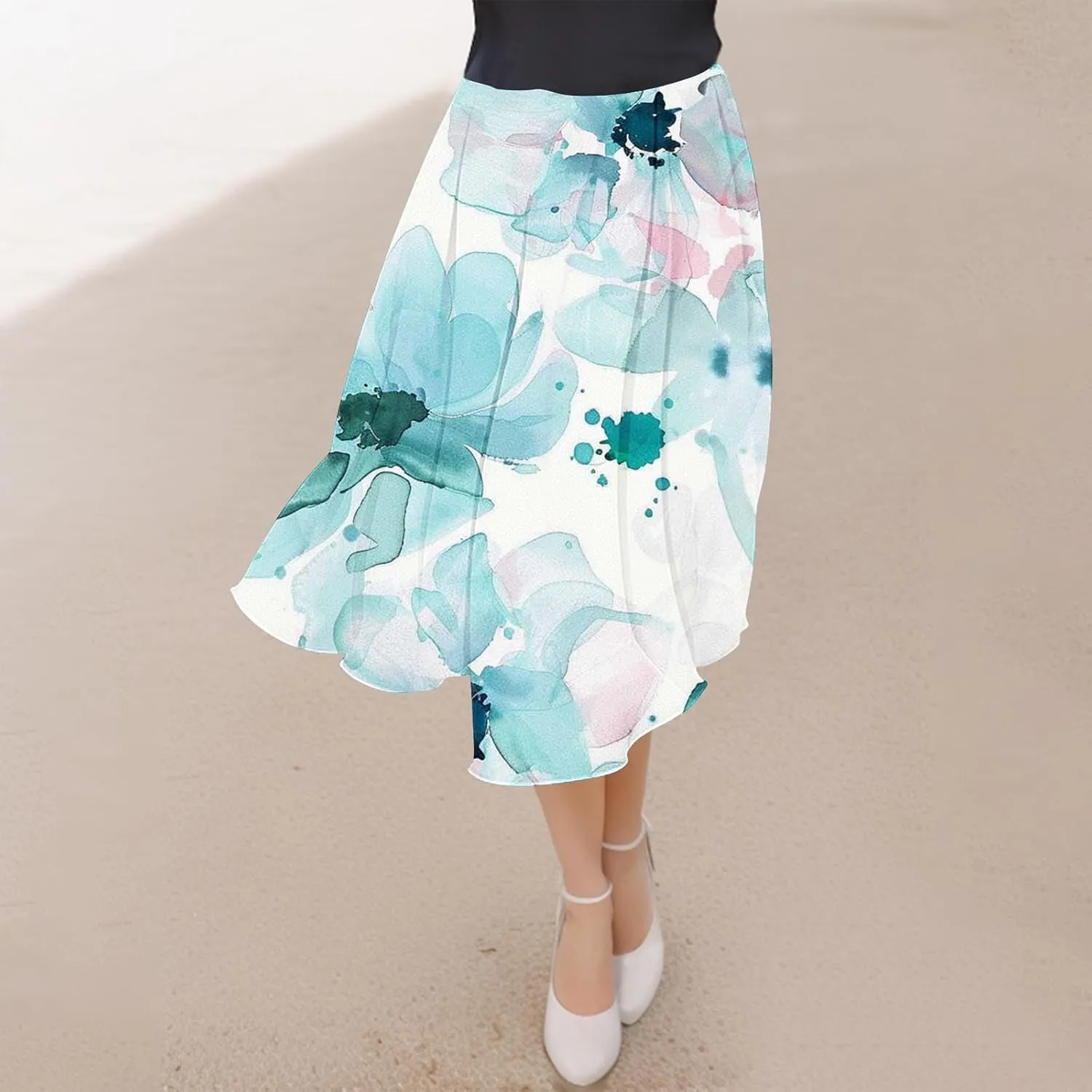 Womens High Cut Maxi Long Midi Knee High Floral Print Loose Fit Skirt for Women 2025