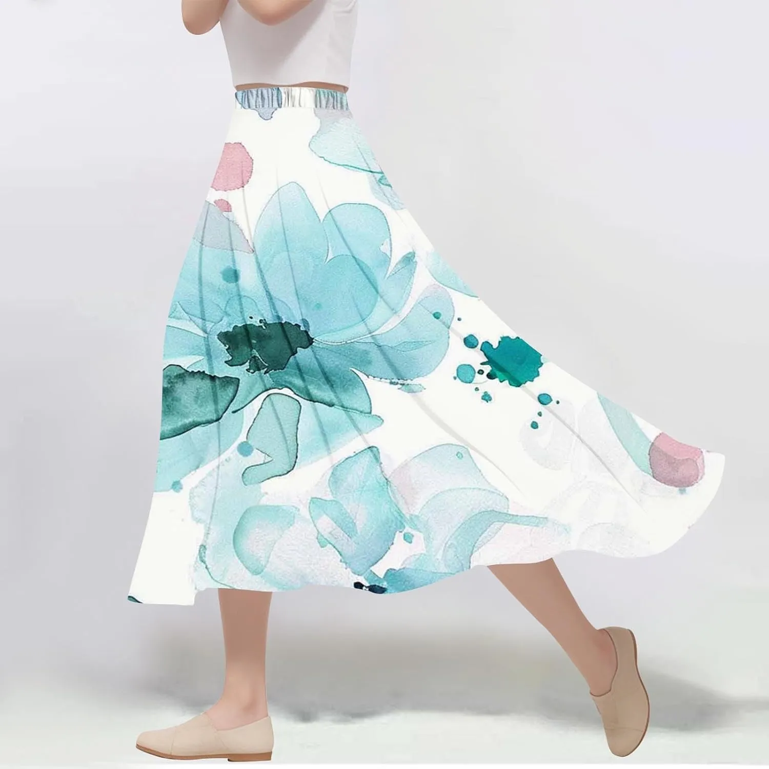 Womens High Cut Maxi Long Midi Knee High Floral Print Loose Fit Skirt for Women 2025