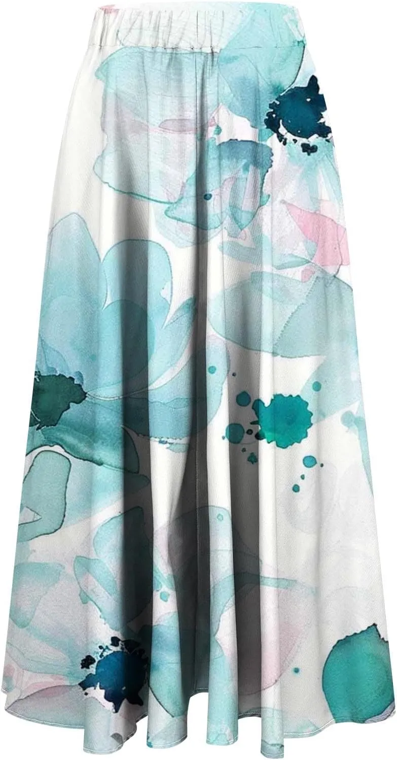 Womens High Cut Maxi Long Midi Knee High Floral Print Loose Fit Skirt for Women 2025