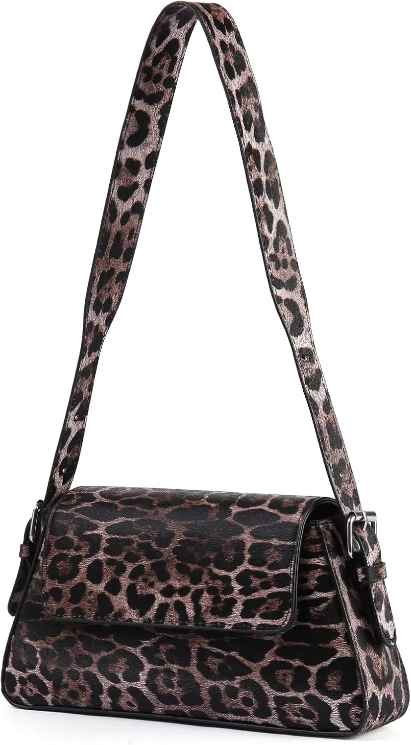 Women's Leopard Print Shoulder Bag - PU Leather Handbag with Magnetic Closure