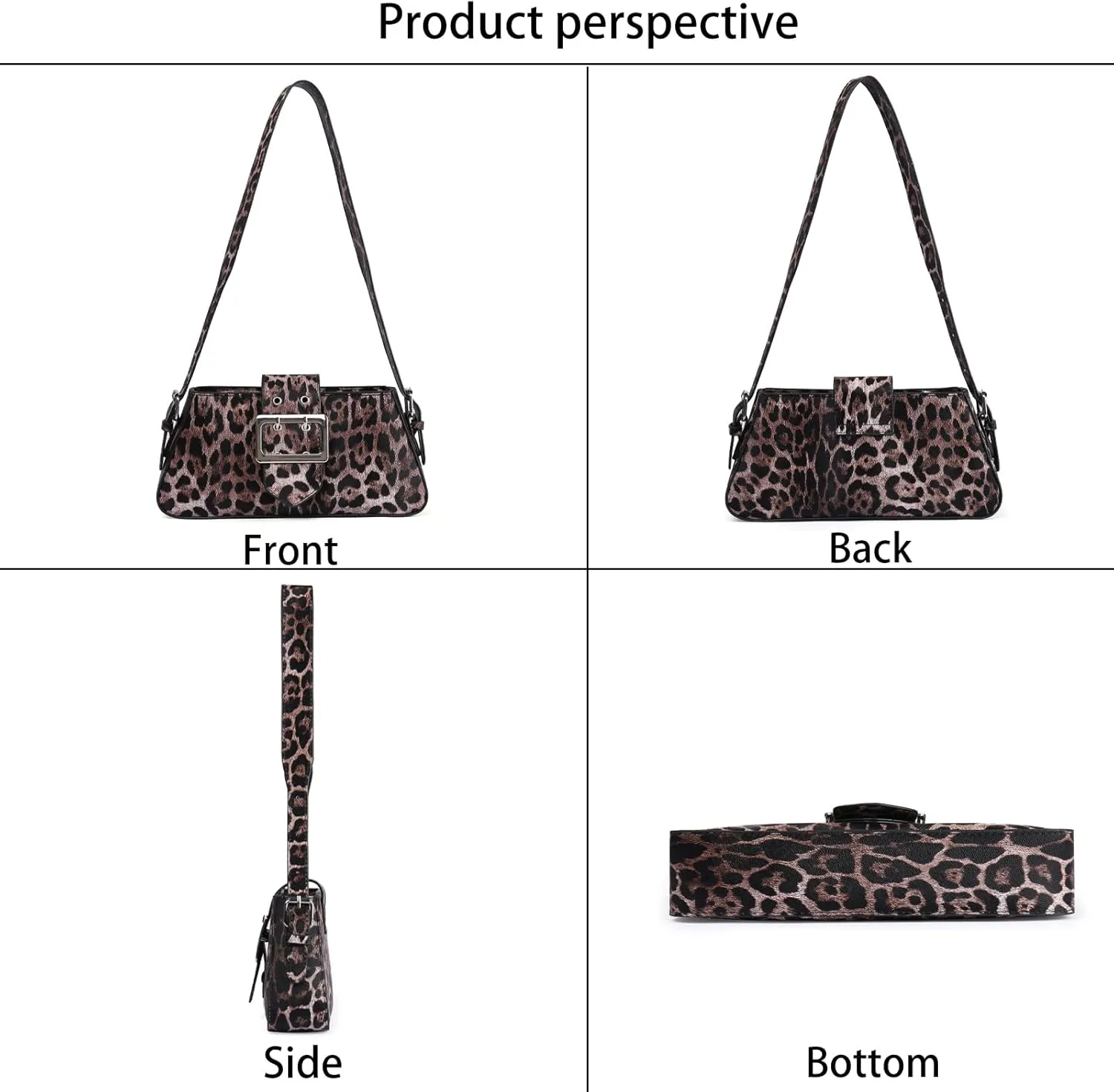 Women's Leopard Print Shoulder Bag - PU Leather Handbag with Magnetic Closure