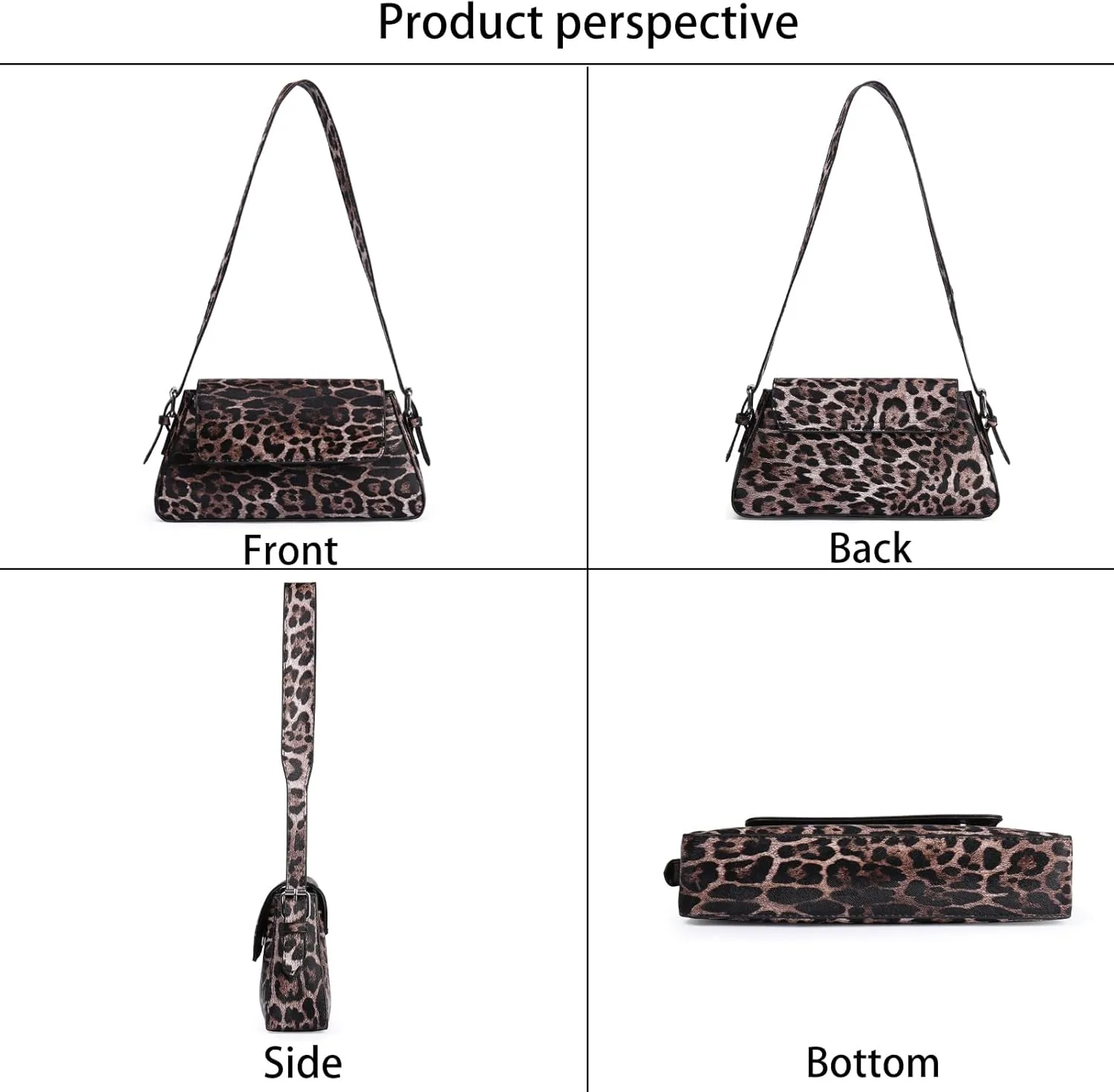 Women's Leopard Print Shoulder Bag - PU Leather Handbag with Magnetic Closure