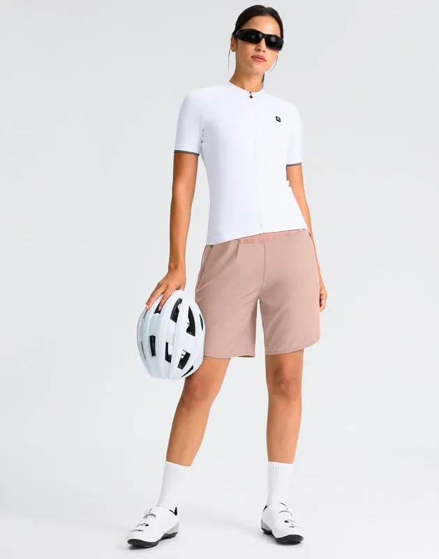 Women's Mountain Bike Shorts 4D Padded Cycling Shorts with Zipper Pockets High Waist Biking Riding Cycle Shorts