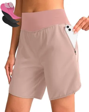 Women's Mountain Bike Shorts 4D Padded Cycling Shorts with Zipper Pockets High Waist Biking Riding Cycle Shorts