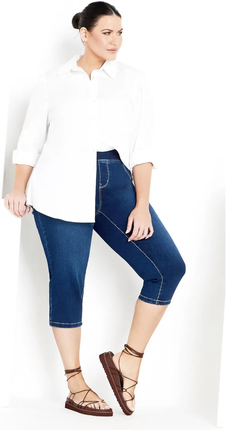 Women's Plus Size Butter Denim Pull On Crop Jean