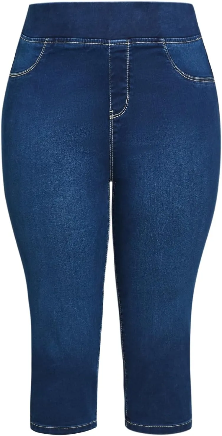 Women's Plus Size Butter Denim Pull On Crop Jean