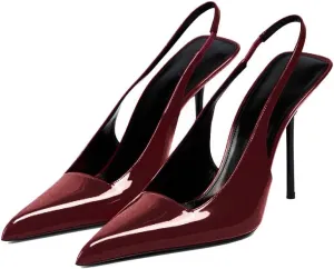 Women's Pointed Toe Sexy High Heels Patent Leather Slingback Pumps Backless 105mm Stiletto Sandals Party Dress Heeled Shoes