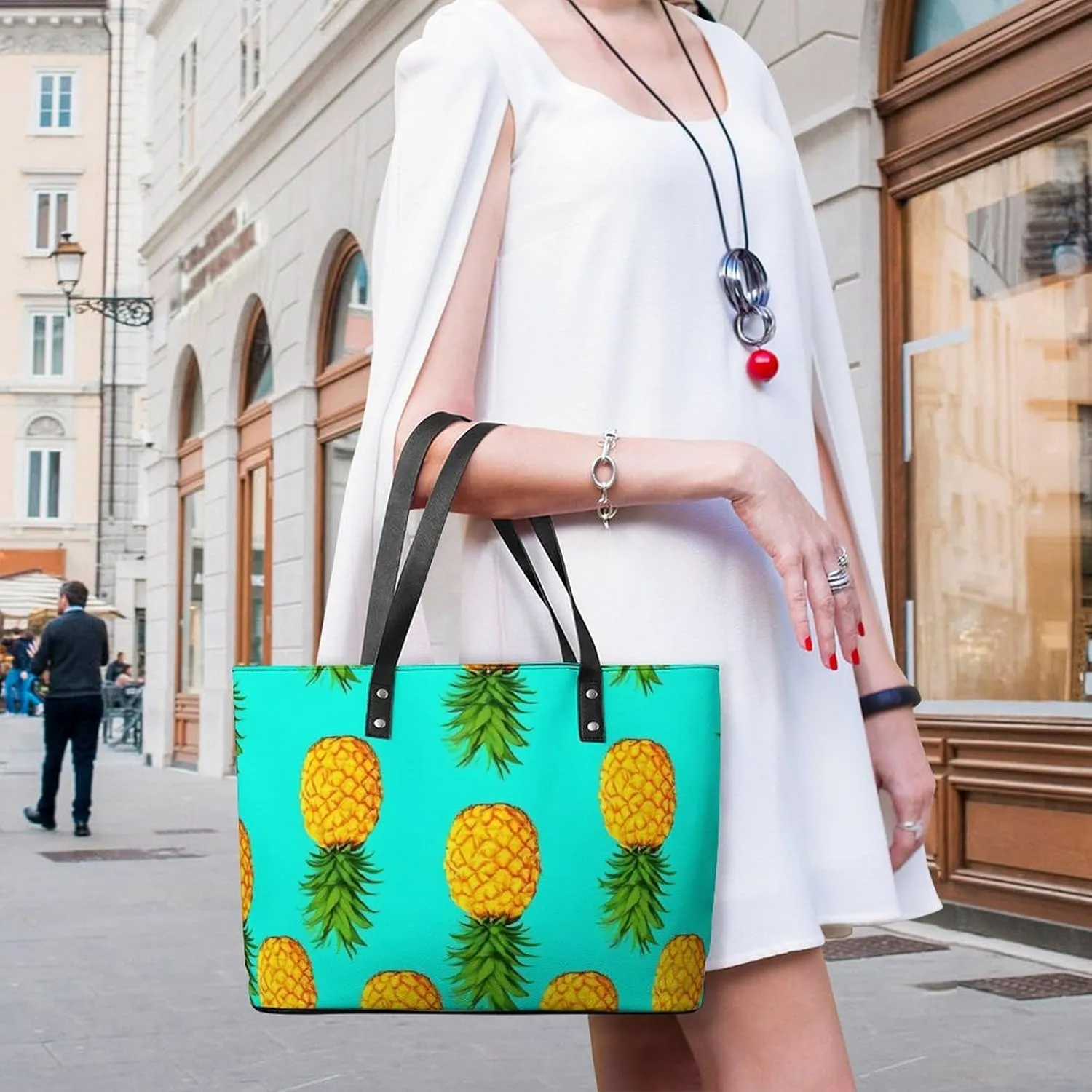 Women's Portable Tote Bag Trendy Modern Leather Handbag For Work Weekend