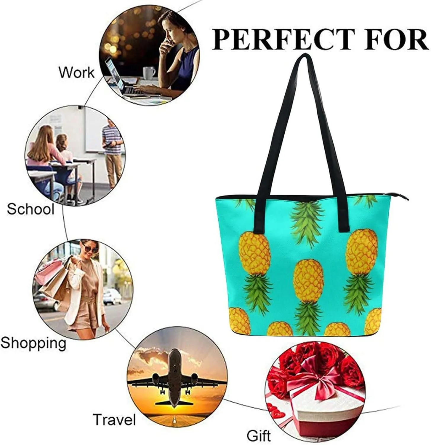 Women's Portable Tote Bag Trendy Modern Leather Handbag For Work Weekend