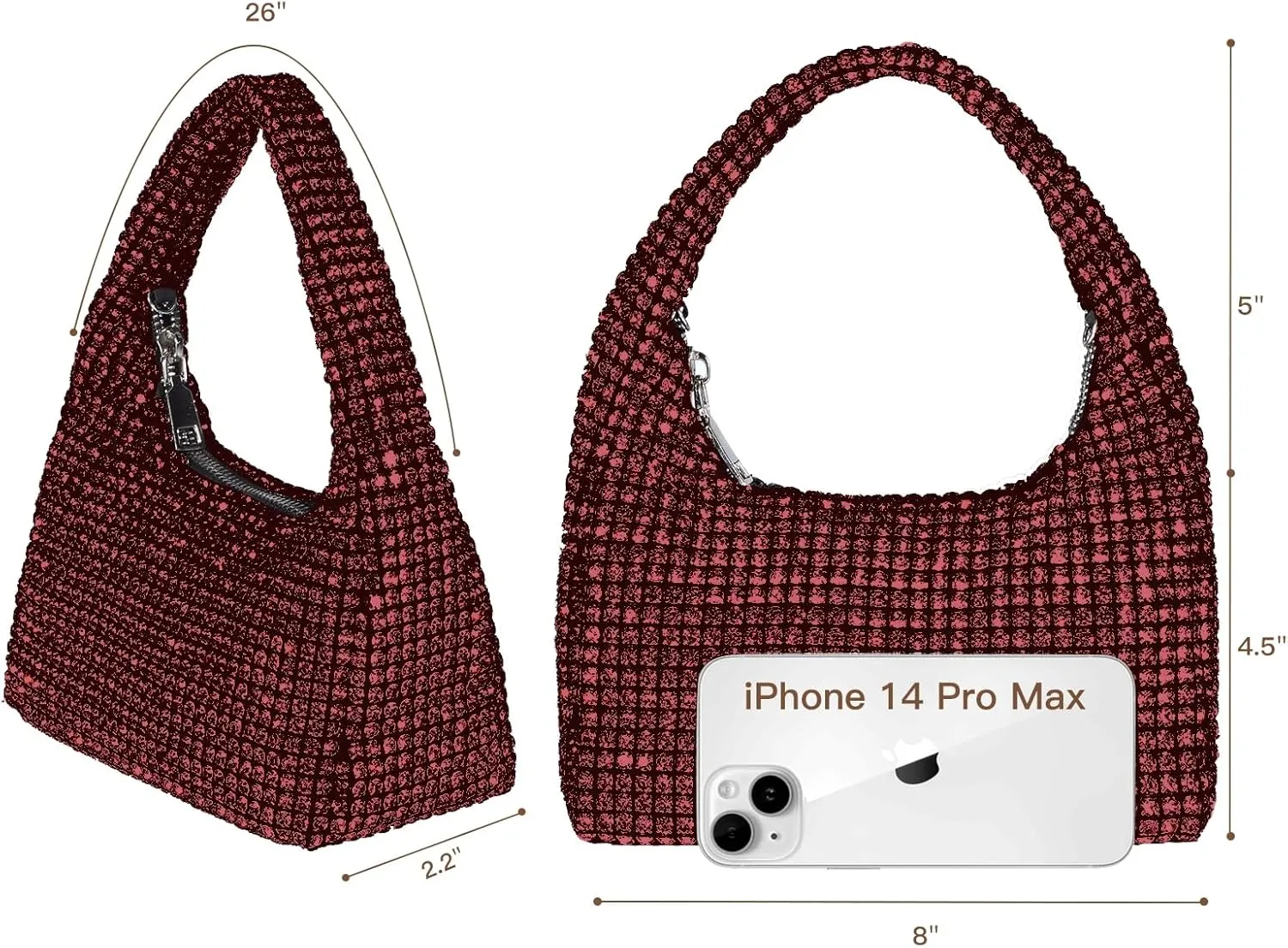 Women's Rhinestone Purses Sparkly Clutch Evening Handbag Prom Purse for Party Bridal Wedding