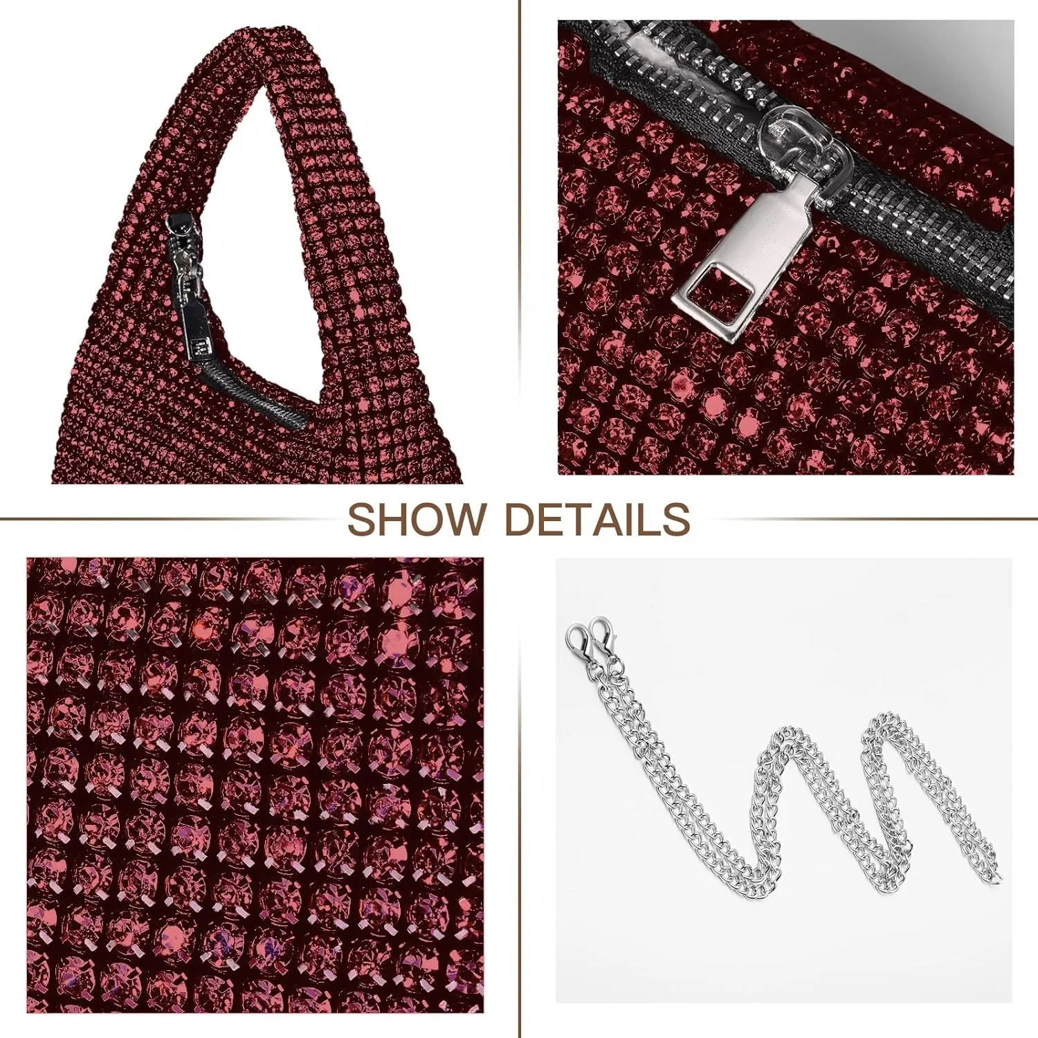 Women's Rhinestone Purses Sparkly Clutch Evening Handbag Prom Purse for Party Bridal Wedding