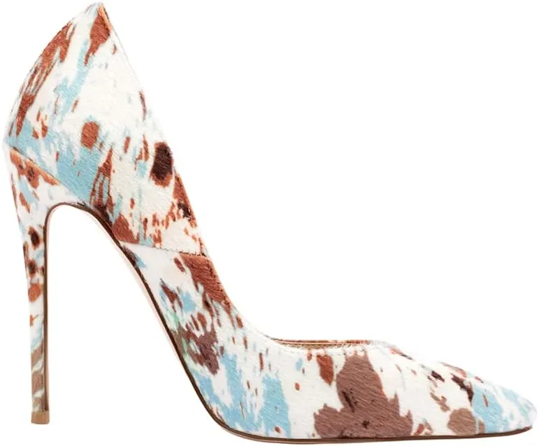 Women's Sexy Leopard Animal-Print Stiletto Pointed Closed Toe Slip On 4IN High Heel Pumps for Party Evening