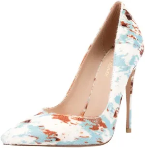 Women's Sexy Leopard Animal-Print Stiletto Pointed Closed Toe Slip On 4IN High Heel Pumps for Party Evening