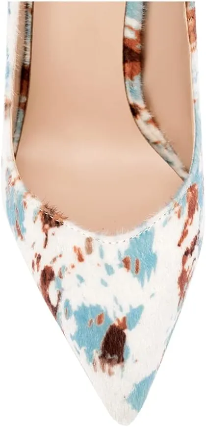 Women's Sexy Leopard Animal-Print Stiletto Pointed Closed Toe Slip On 4IN High Heel Pumps for Party Evening