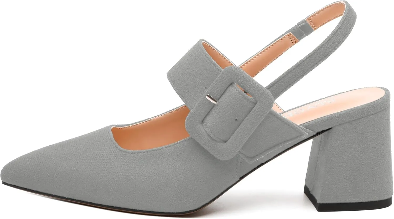 Women's Slingback Heels Mid Heel Pumps Pointed Closed Toe Chunky Heel Suede Wedding Party Shoes