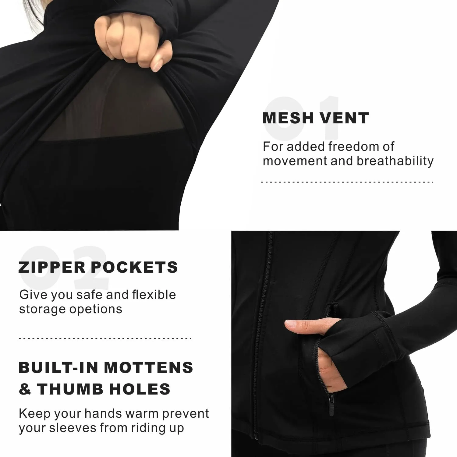 Womens Sports Running Yoga Jacket Slim Fit Full Zip Track Jacket Turtleneck Workout Jacket